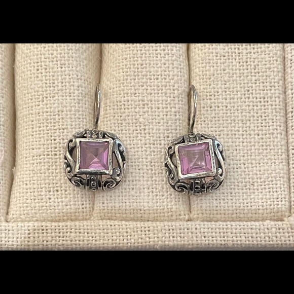 Sterling silver amethyst stone earrings - Picture 1 of 7